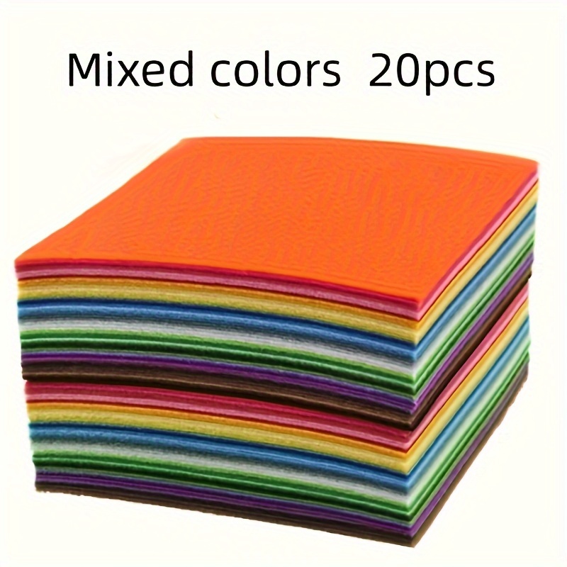 20pcs 10 X 10cm Square Felt Fabrics For Scrapbooking Sewing Crafts, Mixed Pack
