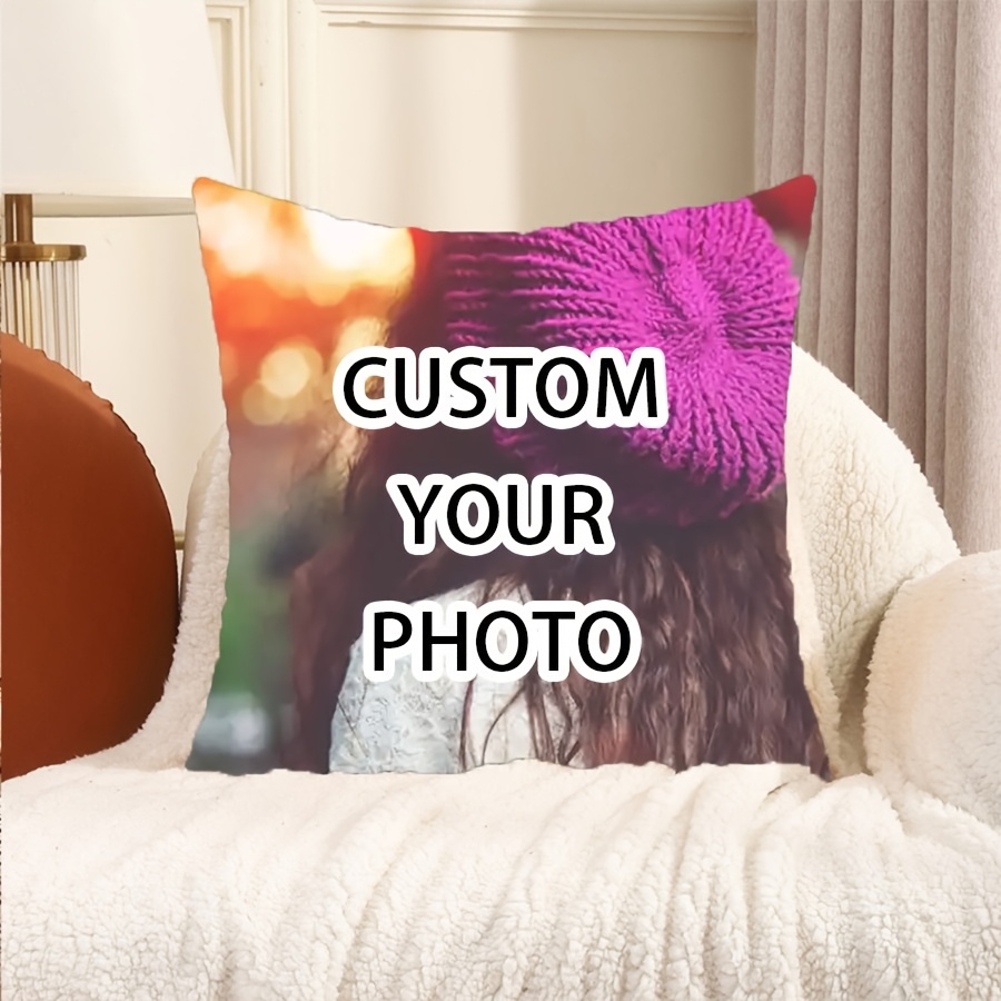 

1pc, Short Plush Custom Pillow, Single/double-sided Printing Personalized Photo Custom Pillow Cover Suitable For Sofa Living Room Without Pillow