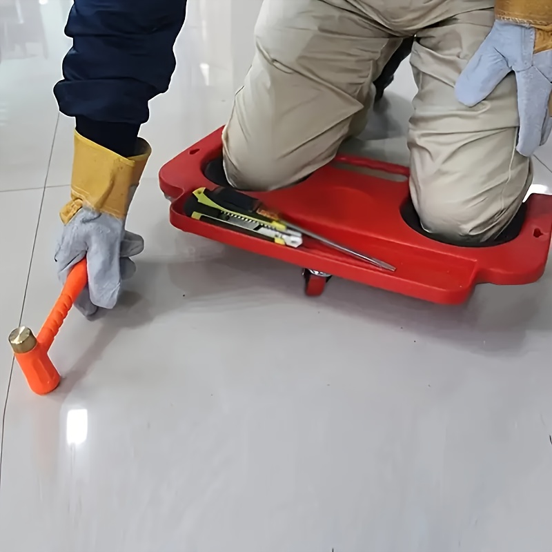 A Rolling Knee Board Platform with Wheels, Made of ABS Material, Featuring a Multifunctional Built-in Tool Tray and a Comfortable Cushion. Suitable for Mechanics, Carpenters, Flooring, and Automotive Repairs. Valentine's Day Gifts for Men