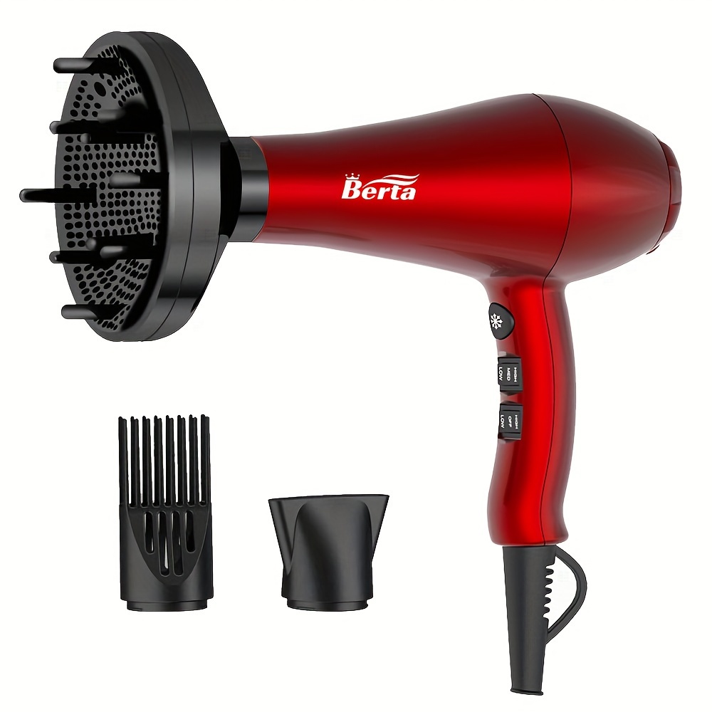 

Berta 1875w Powerful Negative Hair Dryer Ceramic Professional Blow Dryer 2 3 Heating Settings With Diffuser Concentrator & Comb