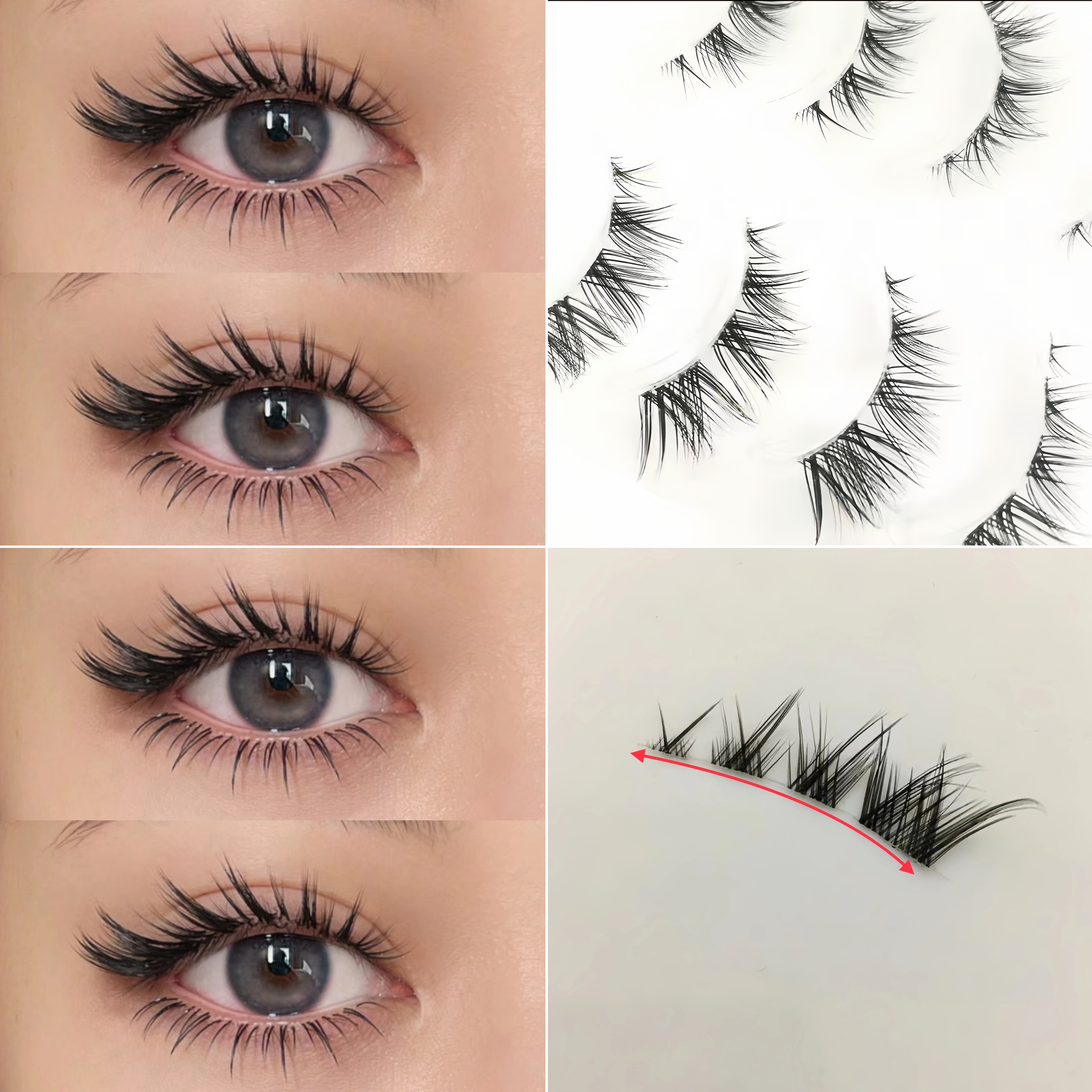 

10 Pairs Fox Eye False Eyelashes Eye End Extension Light Smoky Makeup, Slanted And Curling False Eyelashes