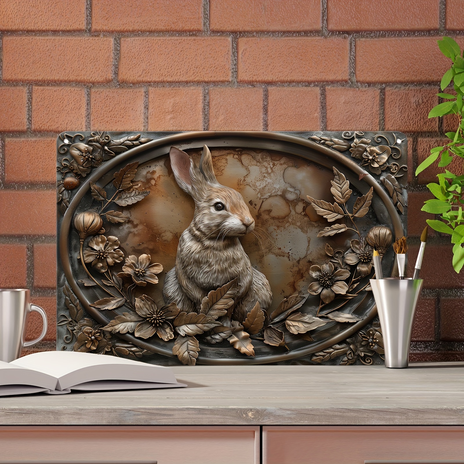 

Vintage Easter Bunny Aluminum Wall Art - Retro Metal Sign For Home, Garage, Cafe & Bar Decor