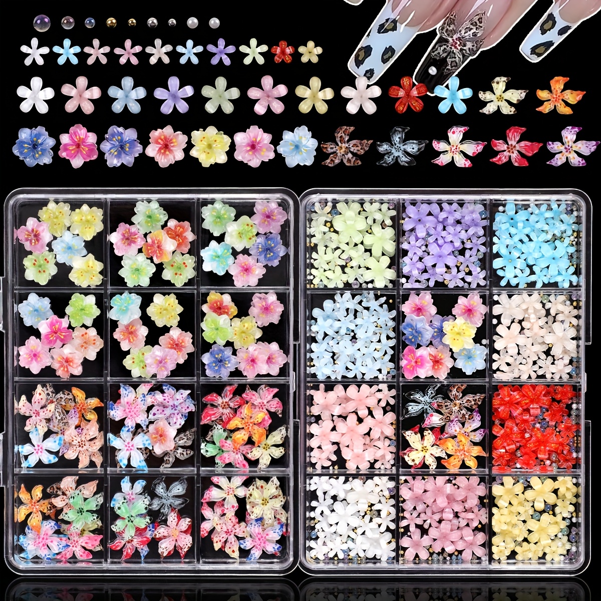 3d nagelblumen charm multicolor harz maniküre weiche hawaii blumen mit nagelperlen set für nägel, make-up, y2k nagel, aliylic nagel