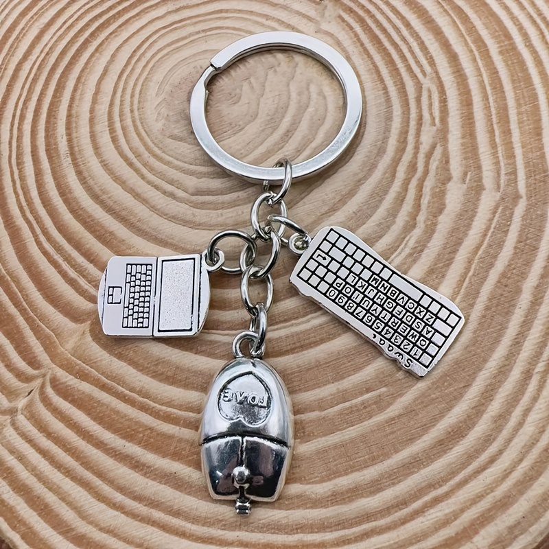 

1pc Computer Enthusiast Keychain With Keyboard, Monitor & Mouse Charms, Sporty Style Friendship Gift