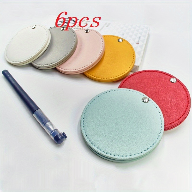 TEMU 6/12pcs Custom Personalized Engraved 12-month Floral Pattern Makeup Mirror Portable Compact Mirror Round Faux Leather, Perfect For Custom