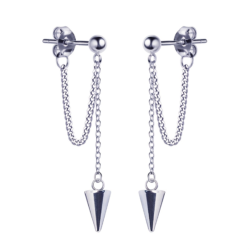 Stainless Steel Pointed Cone Pendants Earrings