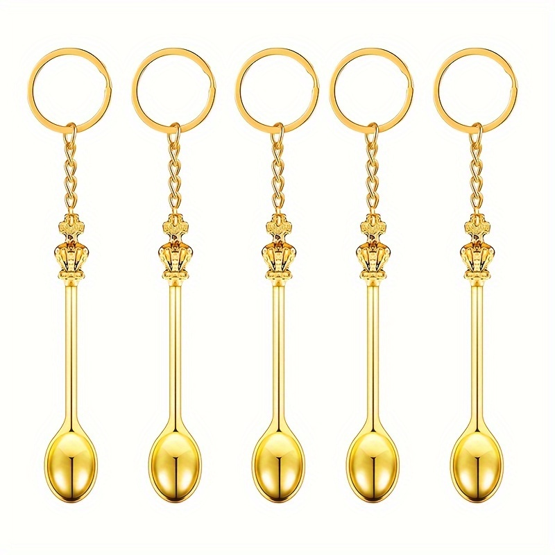 

5pcs Spoon Keychain Mini Spoon, King Pendant Jewelry Keychain Pendant, Full Of Salt, Sand