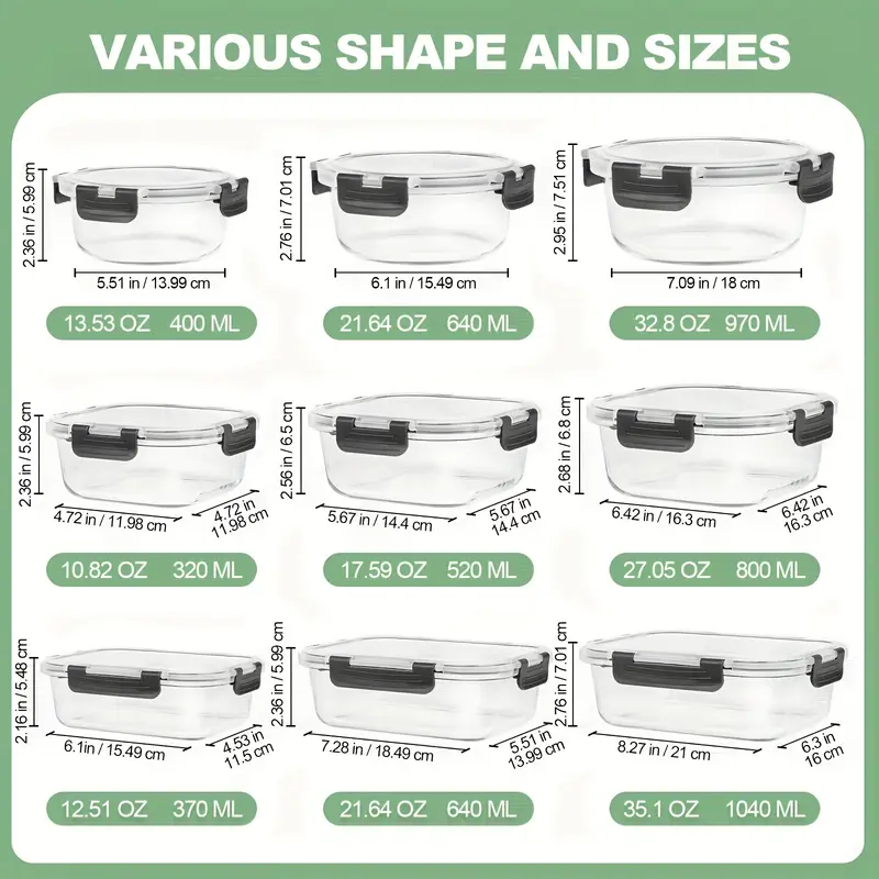 24pcs 12 lids 12 boxes removable glass freshness box multi bento box leakproof refrigerated sealed lunch box Product details 2