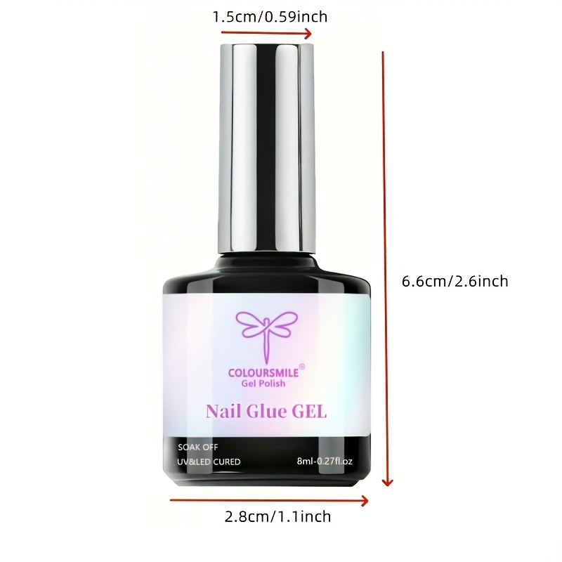 Image of Gel Nail Gel With Brush For Press On Nails Nail Tips & Fake Nails Designed For False Nails Long Lasting Adhesive Soak Off /led Perfect For Traveling Gathering Gift 1pc (8g)