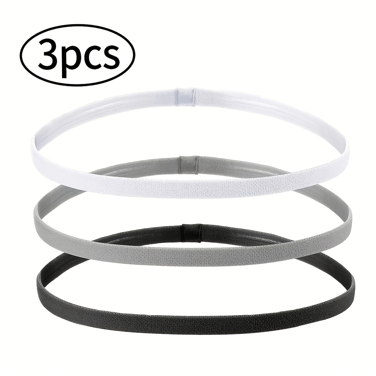 TEMU 3pcs High-elastic Anti-slip Easy Solid Headbands, Unisex Sweat-absorbing Headbands For Running And Fitness