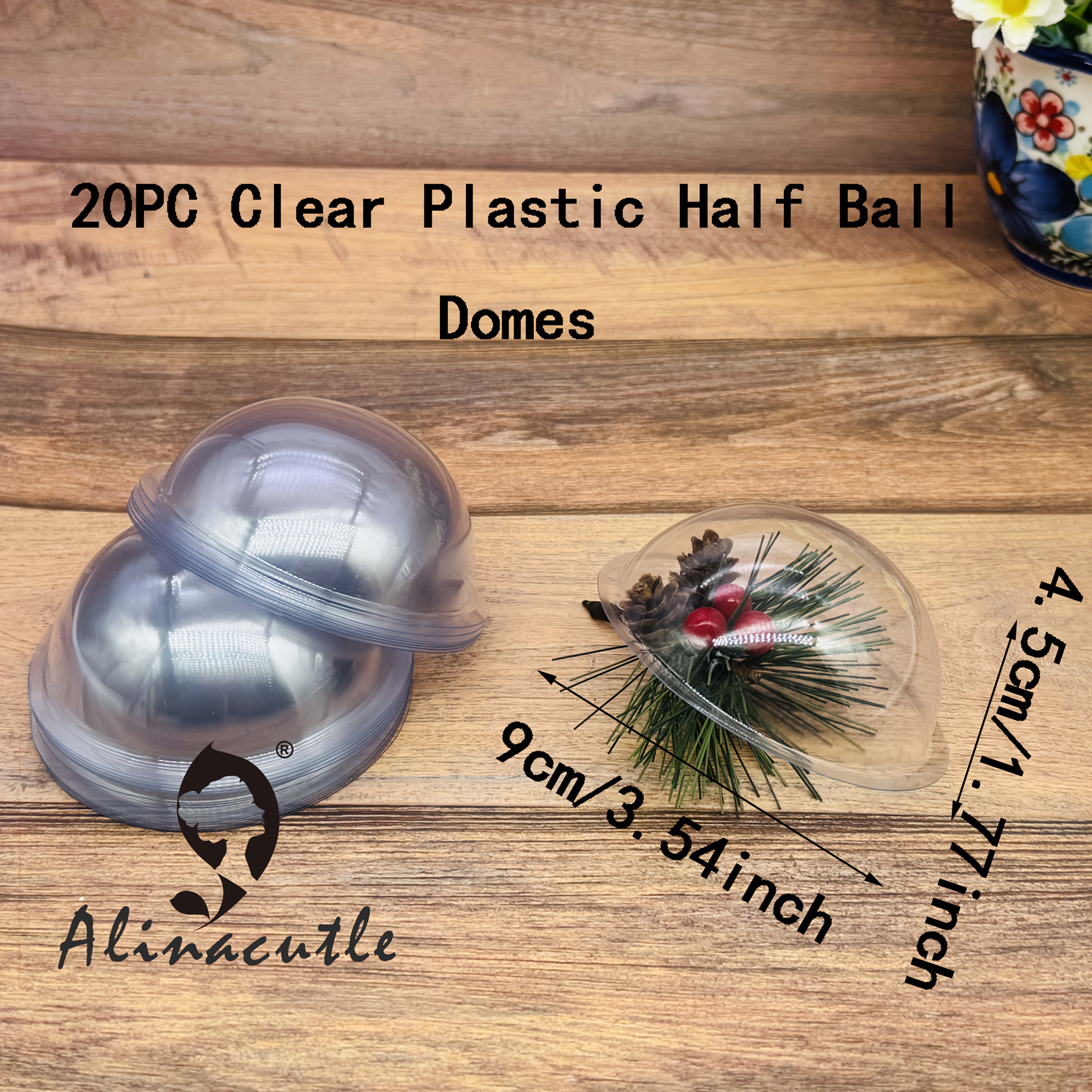 Alinacutle 20pcs Clear Plastic Half Ball Gift Dome Holders Transparent Covers For Gift Boxes
