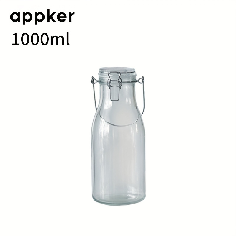 TEMU Appker Stylish Sealed Glass Food Storage Jars - Small Honey Holders & Reusable Bottles For Juices, Teas, And Syrups - Space- Kitchen Organizers