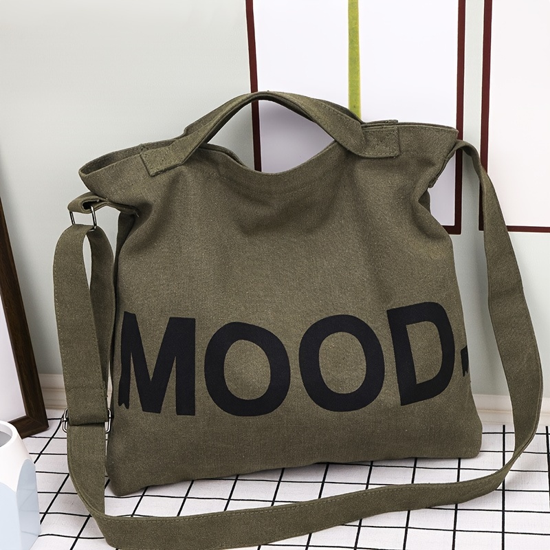 TEMU Large Canvas Tote Bag, Women's Shoulder Bag, Crossbody School Book Bag, Travel Handbag