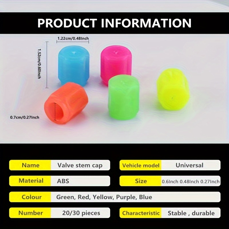 16pcs Luminous Tire Valve Stem Caps, Universal Glow-in-the-Dark Wheel Valve Covers for Bikes Motorcycles Cars - Durable Plastic, Dust-Proof & Leak-Proof