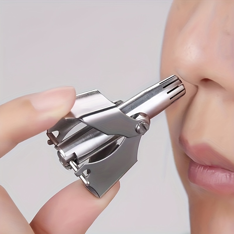 stainless steel nose hair trimmer for men women manual hypoallergenic ear nose hair cutter no battery needed washable small round   for precise trimming nose hair trimmer sleek metallic   durable construction