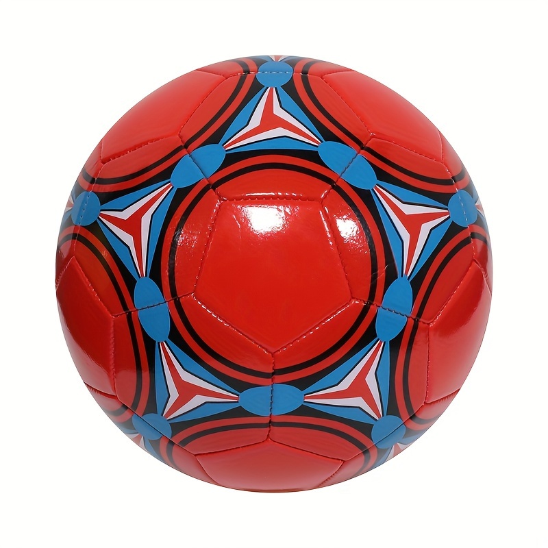 

Unisex Adult Size 5 Soccer Ball – Durable Pvc Material, Machine-sewn, Ideal For Ages 14 & Up – Professional Training And Match Play Football With Stylish Red & Blue Pentagonal Design