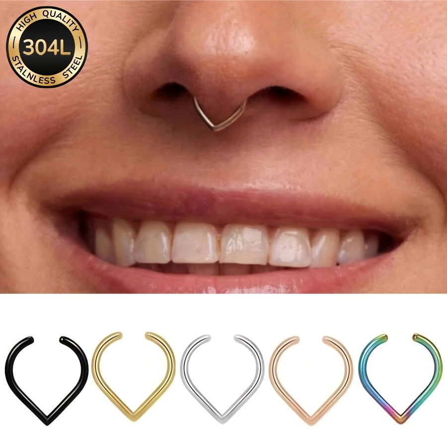 Stainless Steel Fake Piercing Nose Ring Teardrop Shape Clip