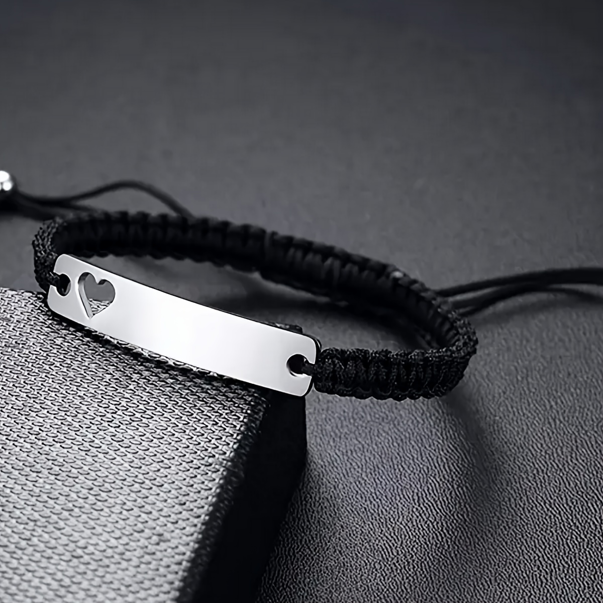 TEMU [Personalizable] Pulseras de pareja con y letra personalizados, pulseras de nudos de cuerda tejida, joyería elegante y , ideal como un regalo