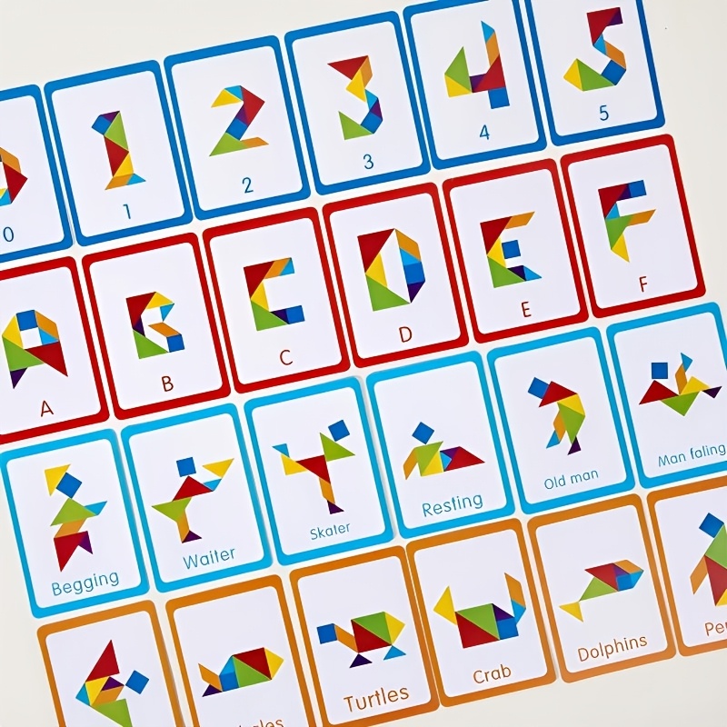 Tangram Puzzle with 50 Double-Sided Cards