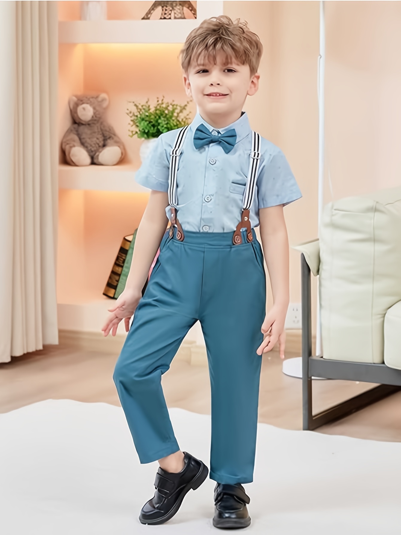 2pcs baby boys 100 cotton set gentleman outfit classic short - Main Image