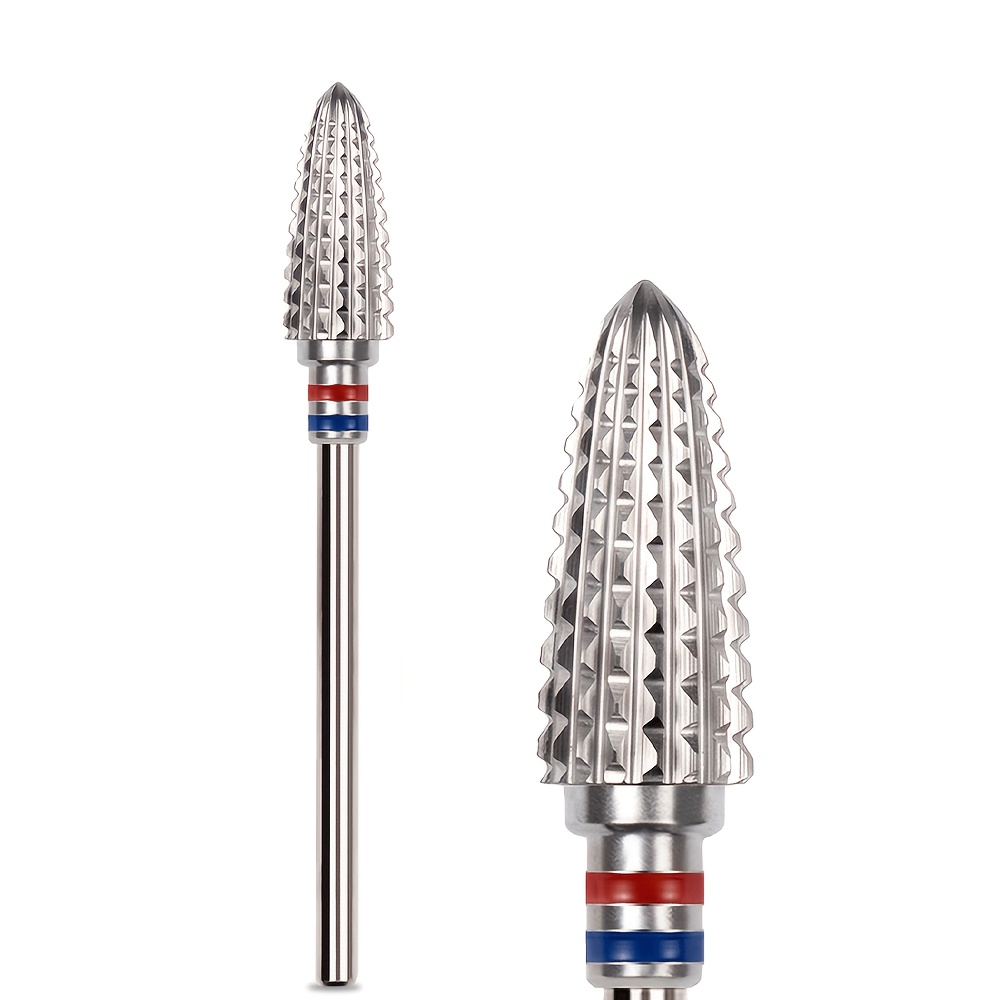 TEMU 1pc Cone-shaped Carbide Nail Drill, Dual- Rotating Nail File Drill For Quick Acrylic Extension Nail Removal, Multi-grit Professional Manicure