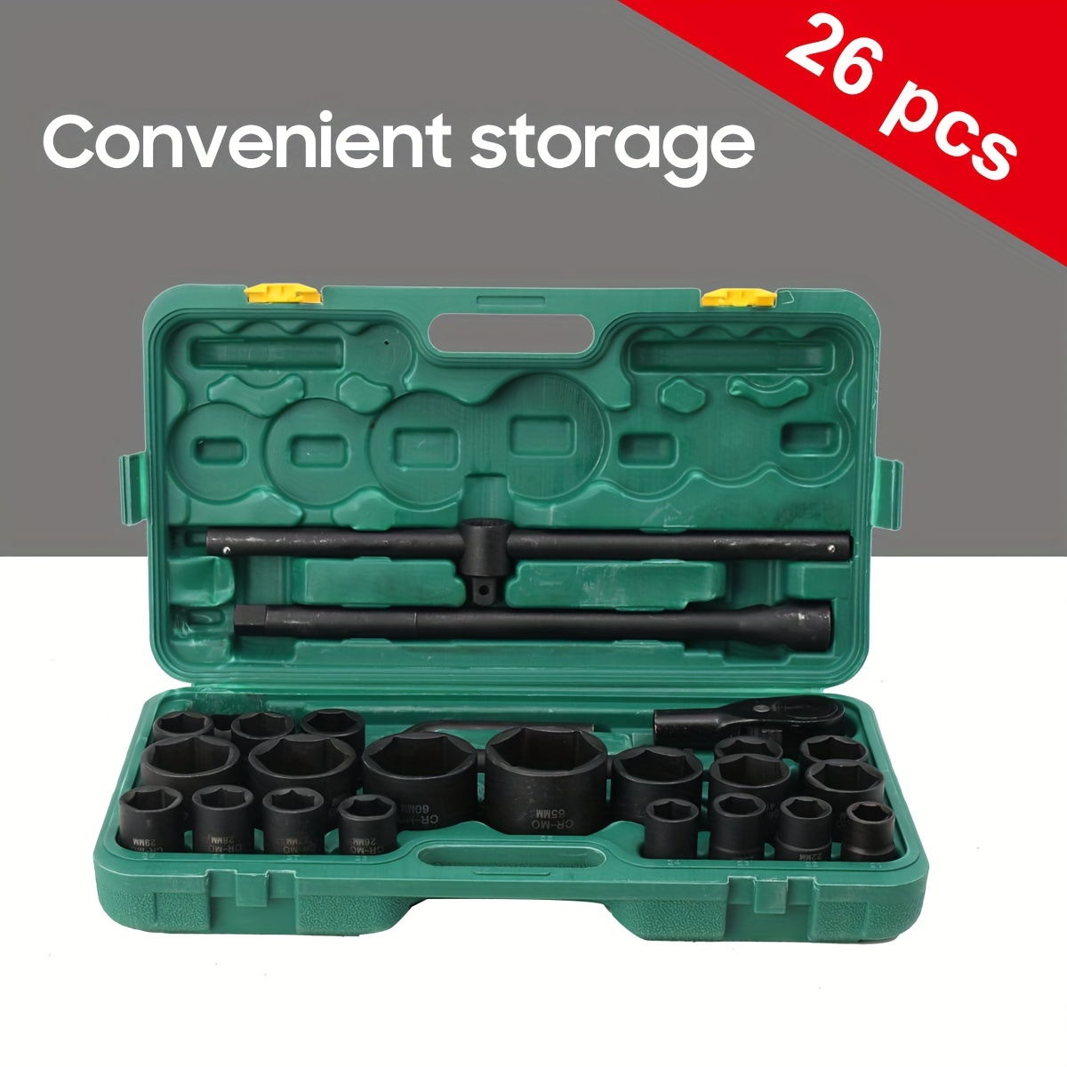26-tlg 3/4" & 1" Inch 21-65mm Sockets Truck Ratchet Box Socket Wrench Set