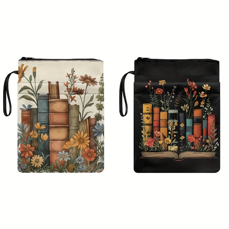 

Canvas Book Sleeve With Floral And Vintage Book Design, Washable And Durable Book Protector For Paperback Books, Garden And Literature Themed Book Jackets For Book Lovers And Readers