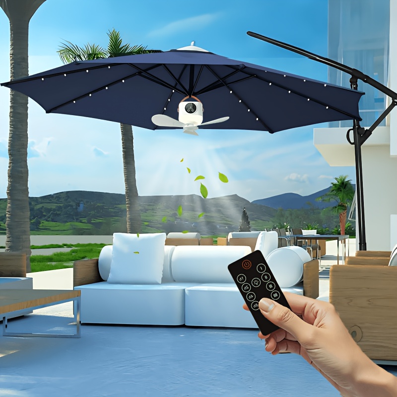 Portable Led Remote Ceiling Fan - Camping Fan, 4-speed And Timer Function, 3-level Brightness Adjustment, 3600mah Rechargeable Tent Fan, Suitable For Camping, Travel, Rv, Tent, Patio And Indoor