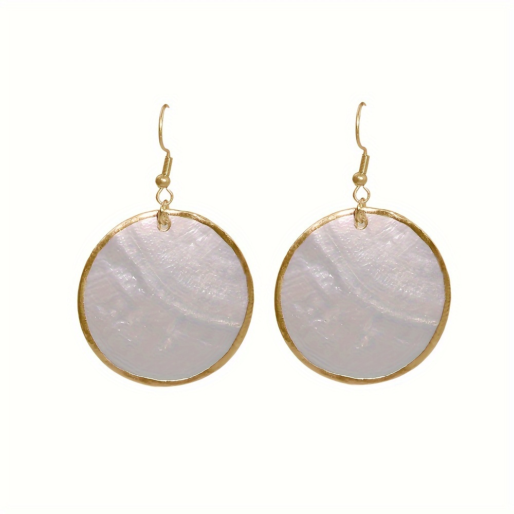 Artificial Shell Additions Round Plated Women's Fashion Earrings