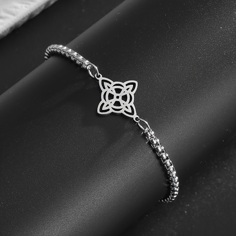 304 Stainless Steel Witch Knot Bracelet, Irish Lucky Amulet