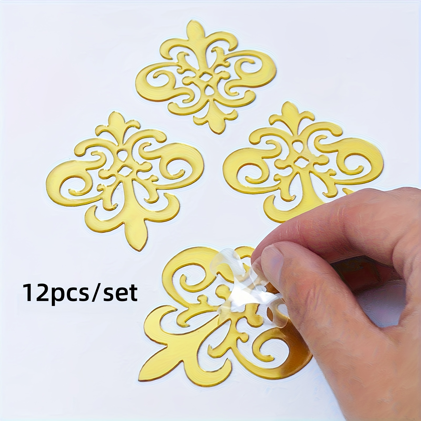 Image of 12pcs Bohemian Acrylic Mirror Wall Decals, , 2.75" X 2.16", Self-adhesive Wall Art For Home Decor – Perfect For Living Room, Kitchen, Bedroom, Bathroom, Cute Room Decor
