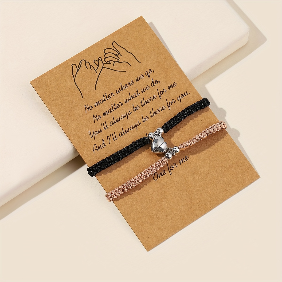 

2pcs/set Minimalist Style Love Magnet Buckles Handmade Woven Bracelets With Blessing Card, For Couple Bracelets, Valentine's Day Gifts