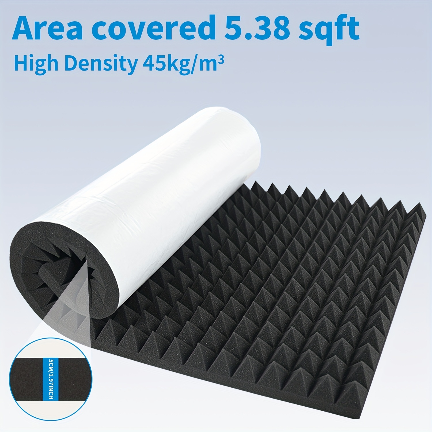     pyramid acoustic foam 100x50x5cm single pack black for studio streaming room noise reduction home theater instrument room acoustic  