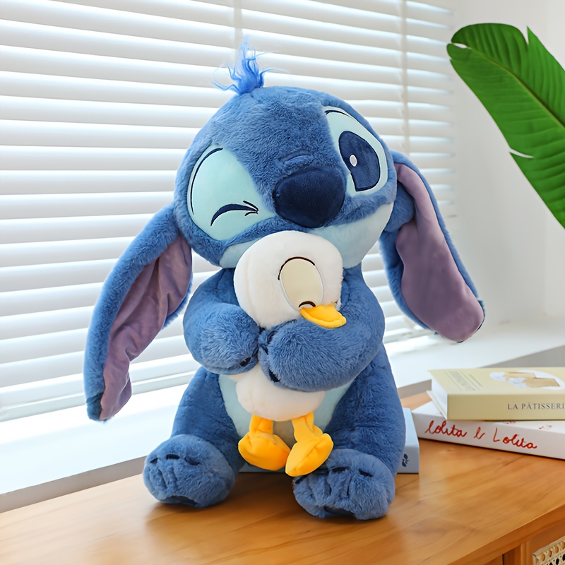 Blue Stitch Hugging Donald Duck Classic PlushDoll, Pink Lilo and Friends withStichPluche Figure Anime Decorations Birthday Valentine's Day Christmas Gift for Boys Girls Car Room Bedroom Ornament