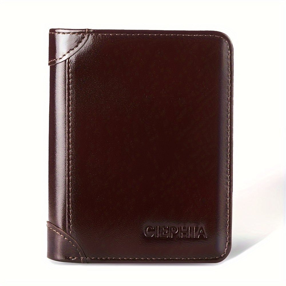 TEMU Ciephia Rfid Blocking Trifold Top Layer Leather Wallets For Men, Vintage Short Multi Function Credit Card Holder, Money Clips With 2 Id Windows Give Gifts To Men