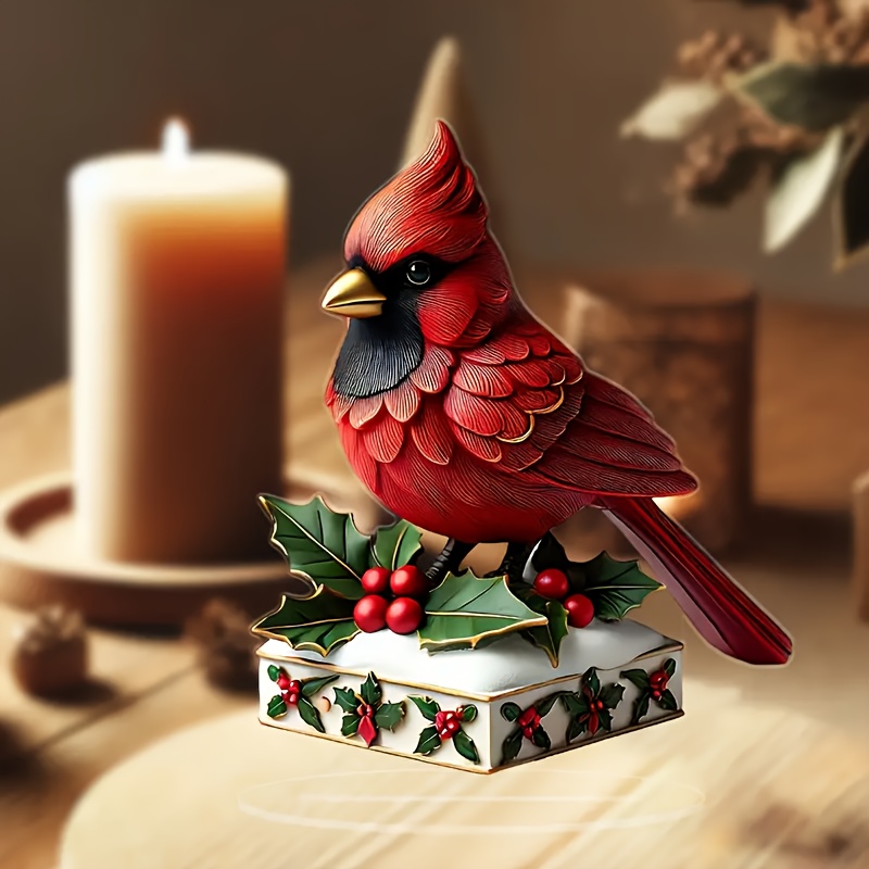 

1pc Christmas Bird , Acrylic Tabletop Decor For Settings, Multipurpose Holiday Ornament