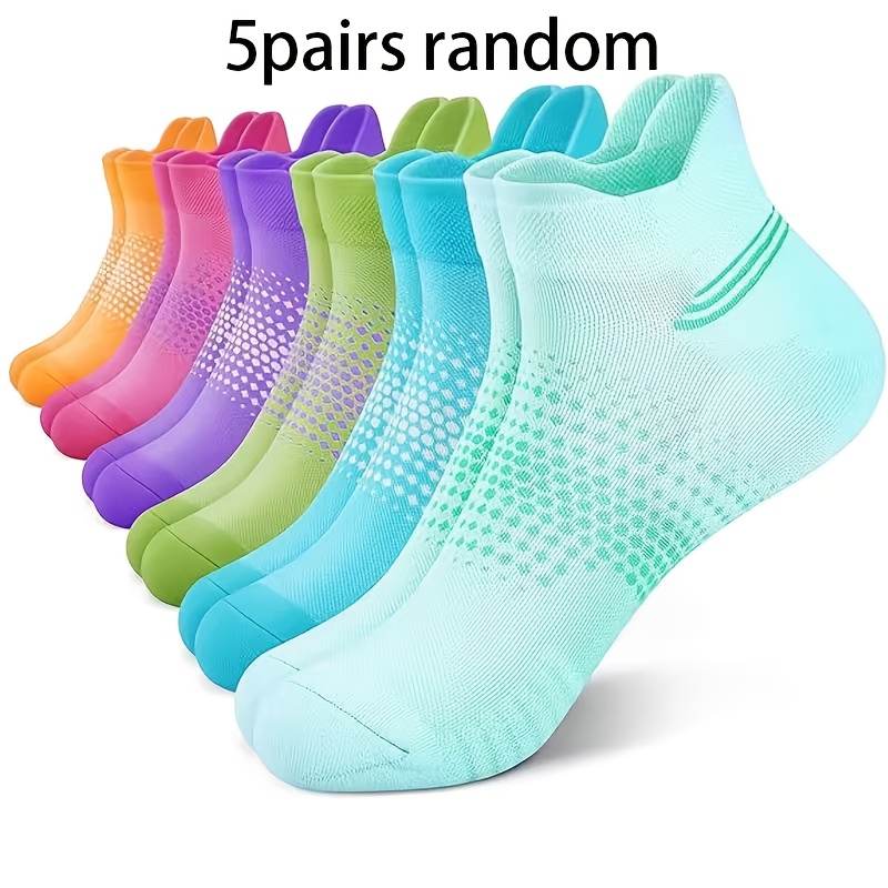 TEMU 5-pair Random Assortment Men's And Women's Spring/summer Compression Ankle Socks, Breathable And Comfortable With Arch Support And Low-cut