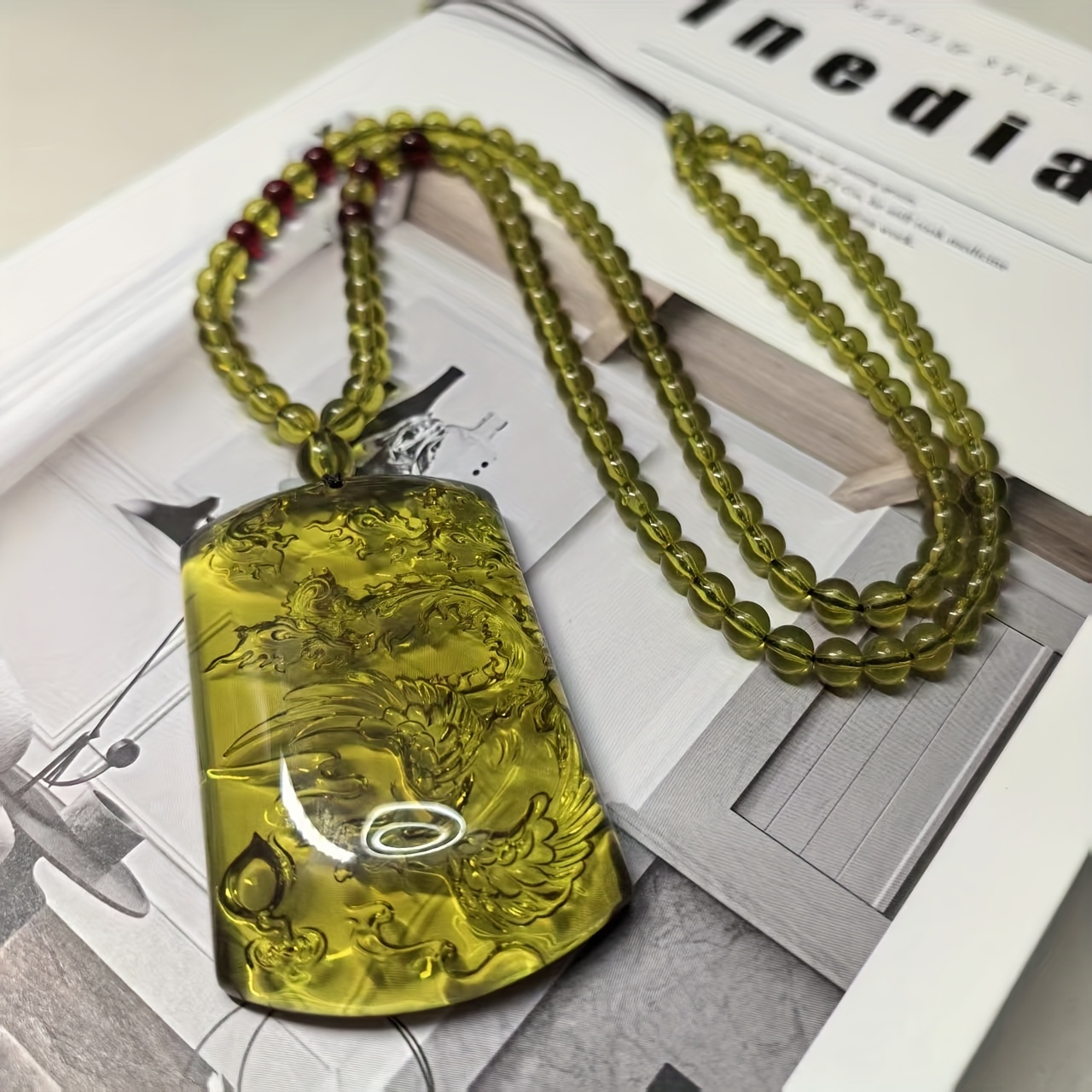Elegant Amber Phoenix Pendant Necklace Set, Gift Choice
