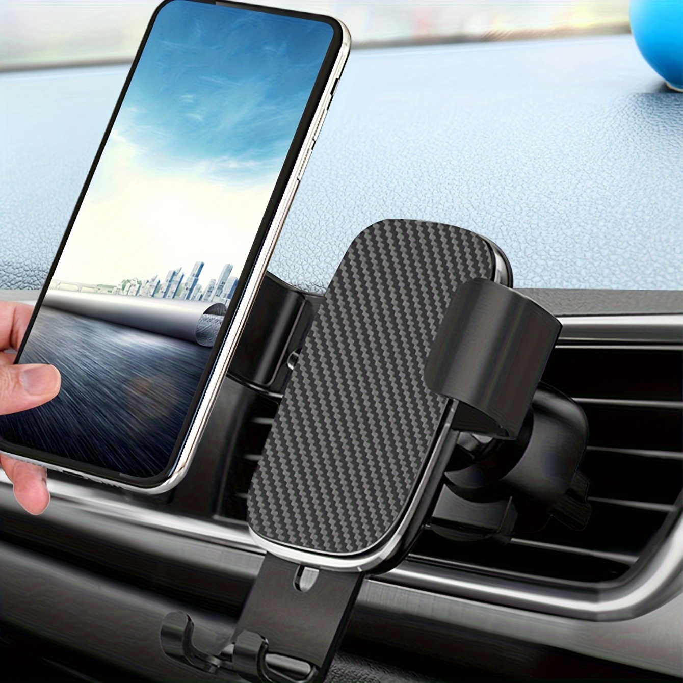 

1pcs Car Air Vent Mobile Phone Bracket Carbon Fiber Panel Car Air Vent Bracket