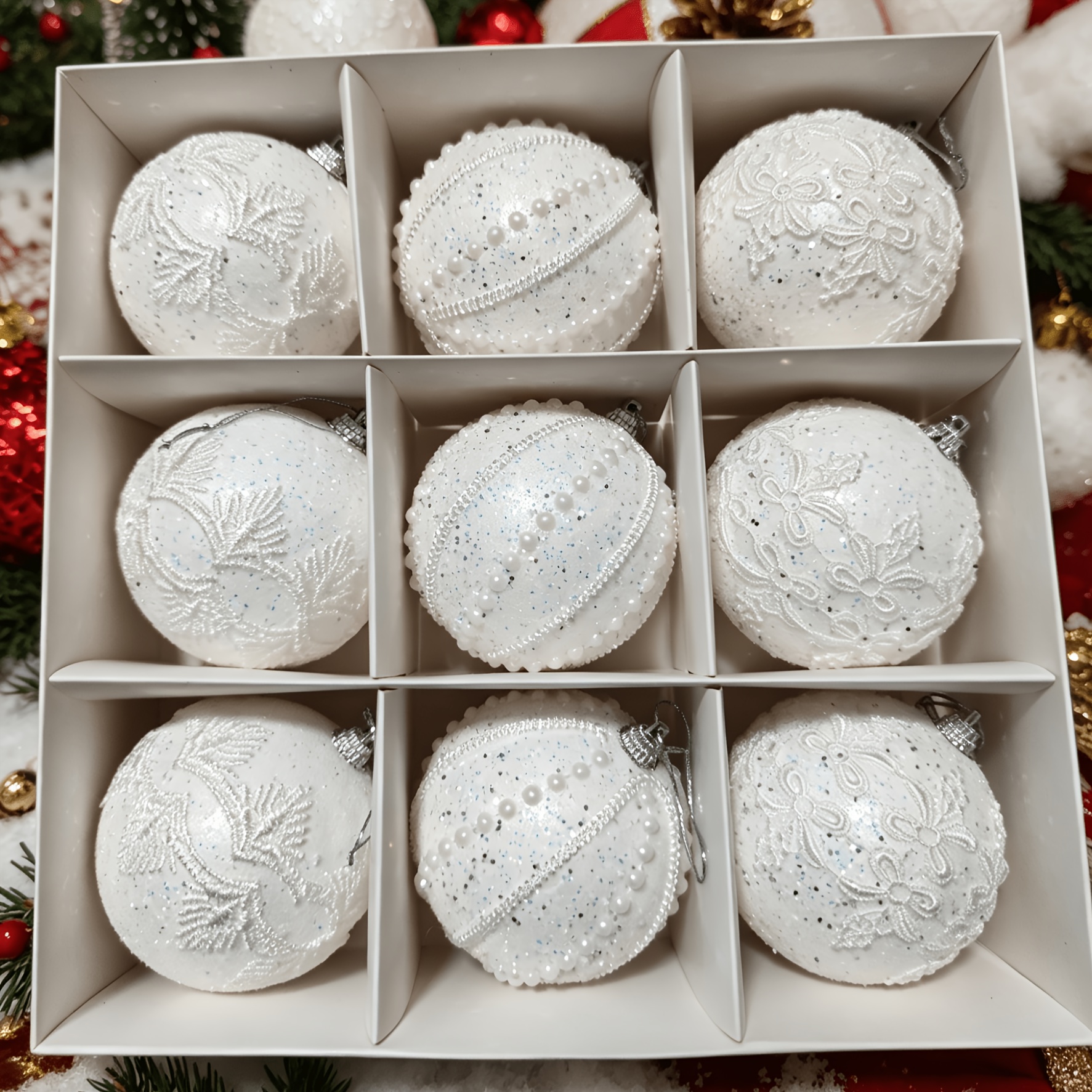 TEMU 1 Set Of 9pcs/3.15 Inches, New Arrival/high-end And Durable Christmas Balls/suitable For Weddings, Holiday Parties, Indoor/outdoor Decorative
