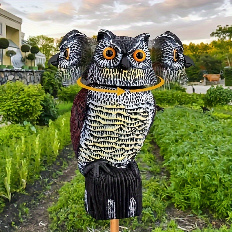 

1pc, Rotating Head Owl , Plastic Bird Repellent, Garden Protector With Realistic Design For Outdoor Pest Control, Outdoor Decor