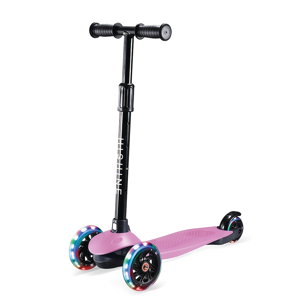 TEMU 1pc/2pcs Kids Scooter 3-wheeled Scooter, Adjustable Height Lean To , Light-up Wheels, Extra-wide Deck, For 2 To 5-year-olds Learning To ,