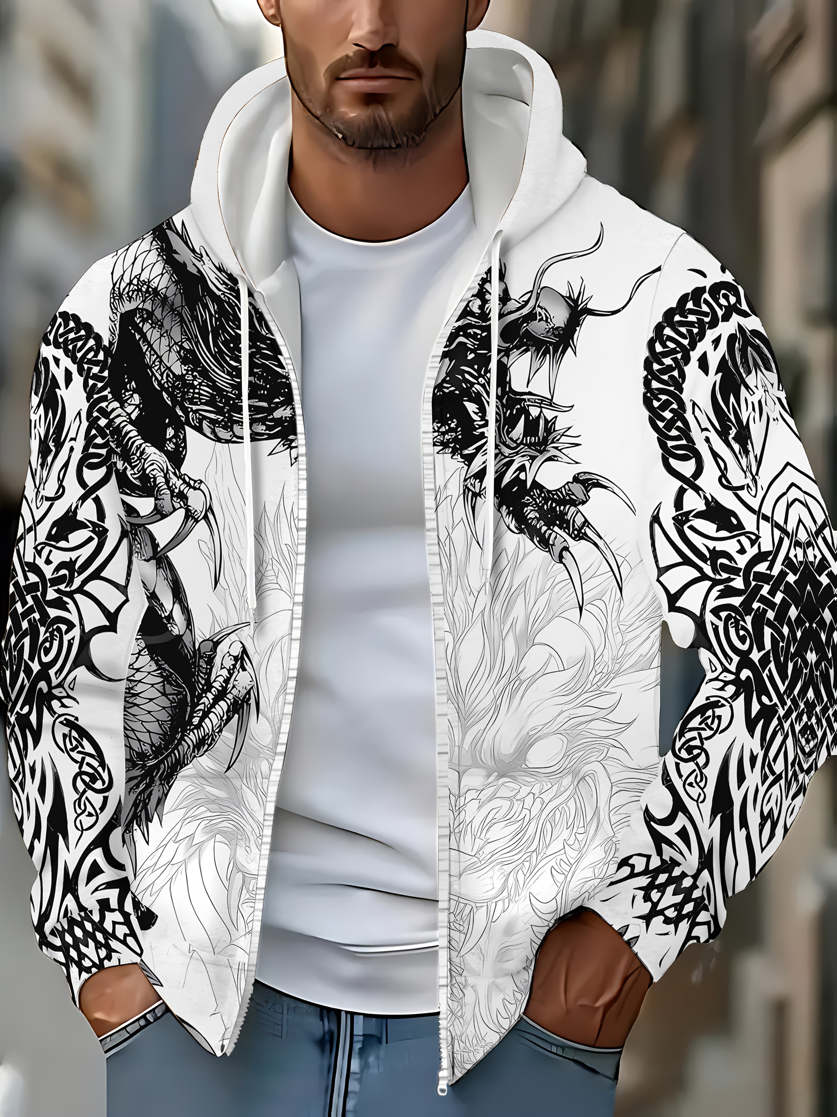 dragon print jacket sold on Temu United States