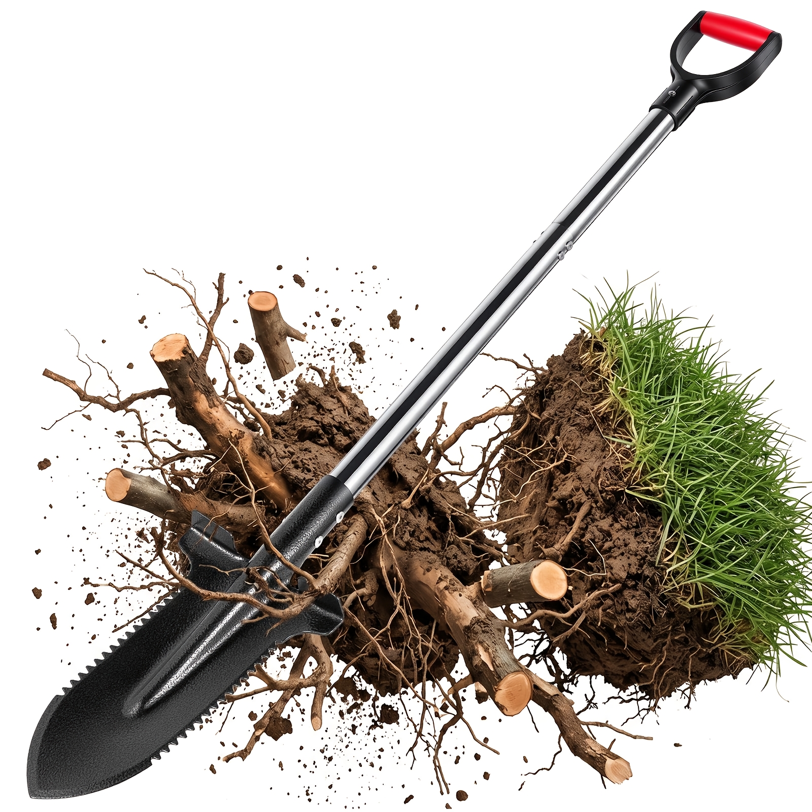 Image of 115cm Spade With Root Saw, Root Spade With Wide Tread And Handle, V-shaped Root Spade For Soil Insertion