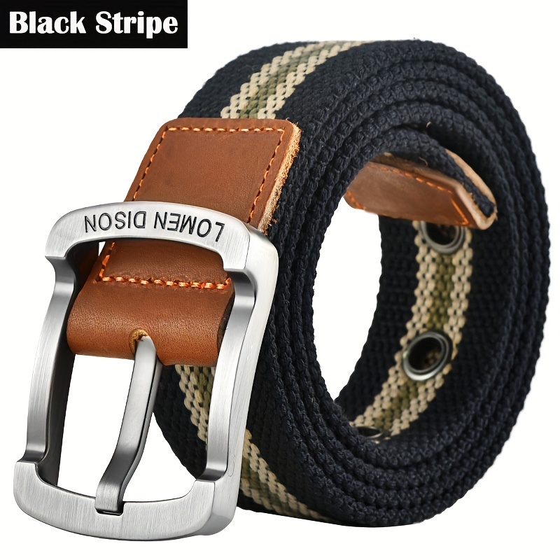 TEMU 1pc Casual Alloy Pin Buckle - Fashion Wide Webbing Waistband For And