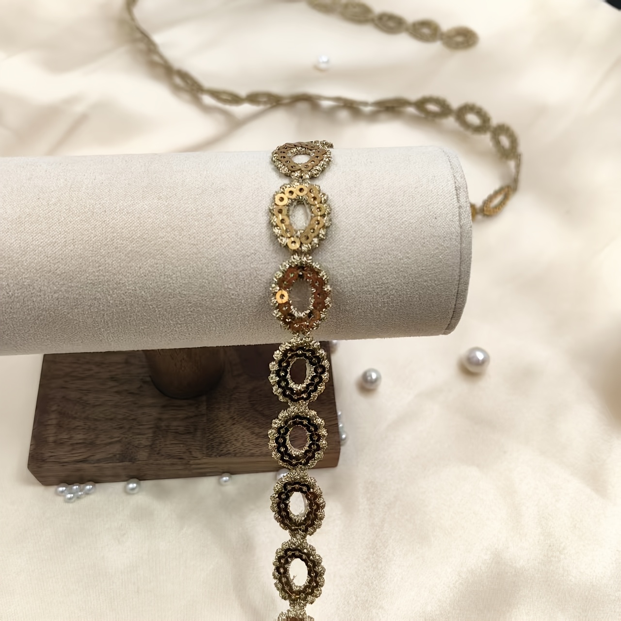 TEMU Pizzo con Paillettes per Scollo, Polsini, Bacchettoni, Orli, in Vita, Tessuti per la Casa e Accessori di Decorazione per Indumenti Fai da Te