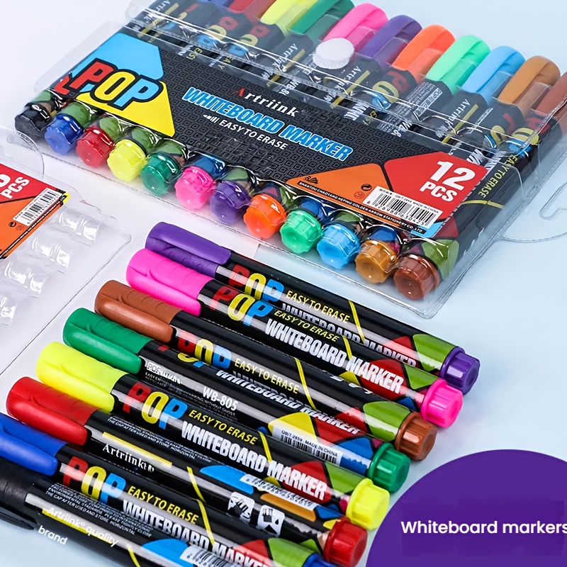 TEMU Erasable Whiteboard Markers - 8-color Refillable Teacher Office & Teaching Markers - Easy-wipe Washable Whiteboard Markers