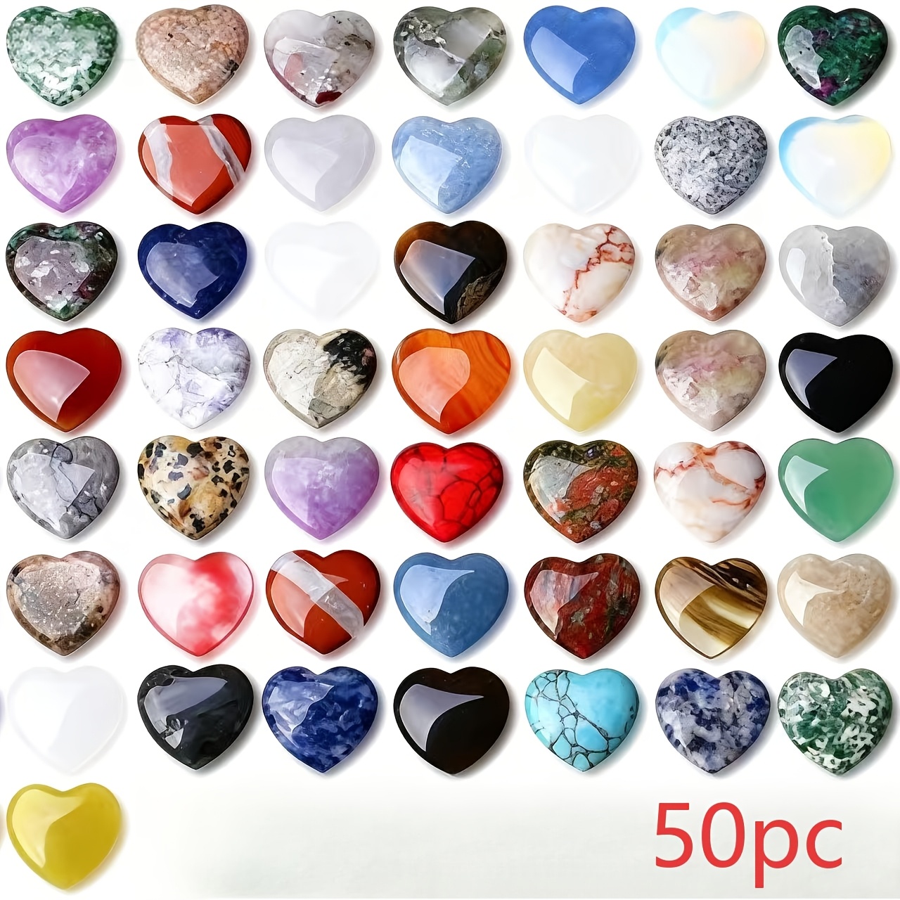 E-shop 50er Set 20-30mm/0,78-1,18 Zoll Herzförmige Natursteinherzen Palmstein Lose Herzförmige Herzkiesel Valentinstagsgeschenk Damenherz