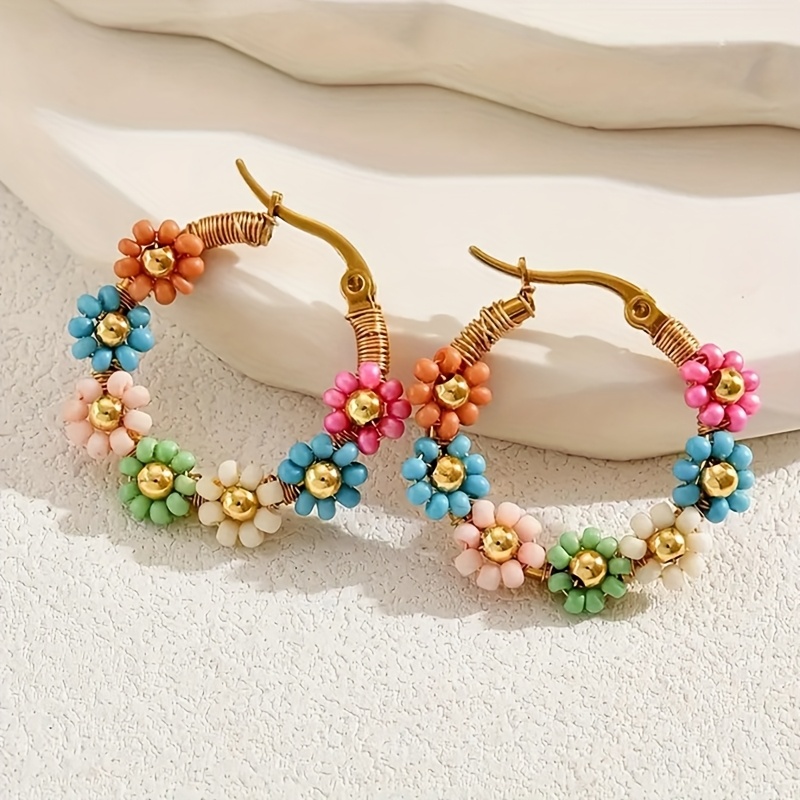 E-shop Ein Paar Ohrschmuck aus Reisperlen im Urlaubsstil, süß und elegant, für Damen, Urlaub, Geburtstag, Dating Party, Urlaubs-Shopping,