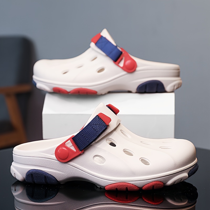 mens solid colour chunky clogs comfy non slip casual eva sole slippers for mens outdoor activities 250 white 11